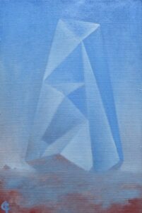 Lonesome tower 2 oil on wood panel 60x35 cm Montréal 2023